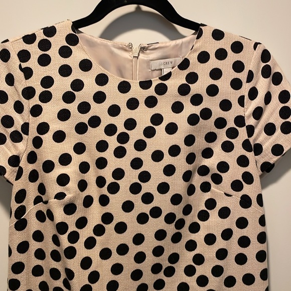 J.Crew 100% Cotton Cream & Black Polka Dot Shift Dress, Hidden Zipper Size 0 - Picture 2 of 6